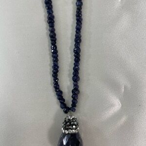 Elegant Blue Beaded Necklace with Silver Accents